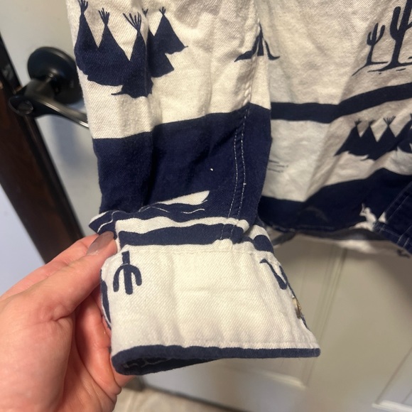 STRUCTURE - Vintage 1990s Blue Western￼ Polo Dad Shirt Mens Size Large - Picture 9 of 14